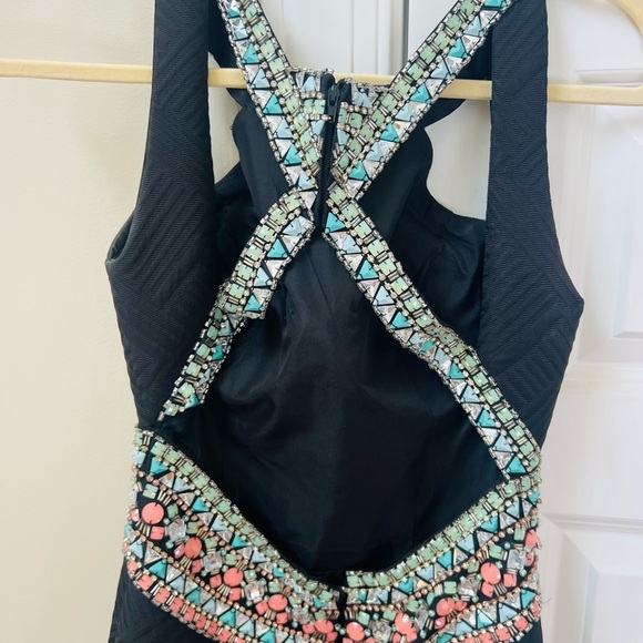 Rachel Allan Black Maxi Dress with Multicolor Waist - Picture 10 of 15